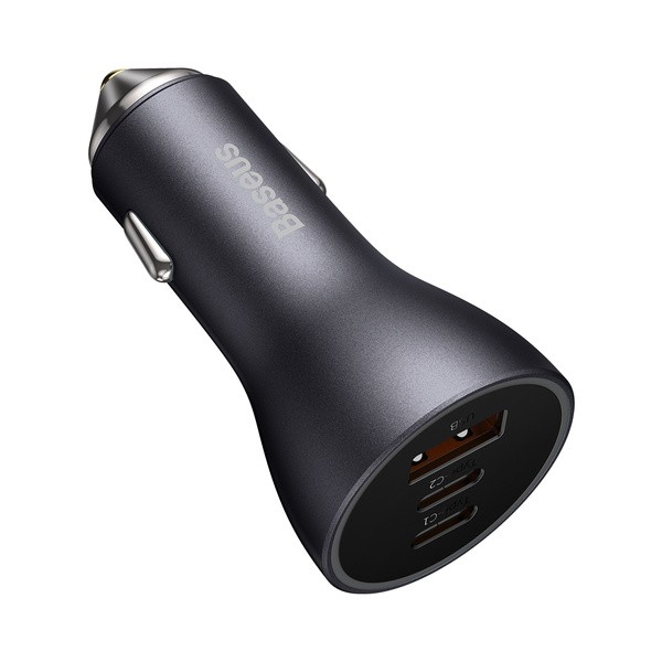 Baseus Golden Contactor Pro | Szybka ładowarka samochodowa z trzema portami, USB-C, USB-A 65