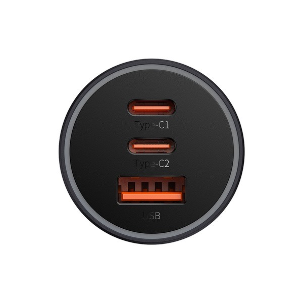 Baseus Golden Contactor Pro | Szybka ładowarka samochodowa z trzema portami, USB-C, USB-A 65