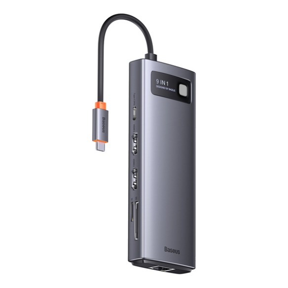 Baseus Metal Gleam 9w1 | Adapter HUB 9w1 USB-C do 2xHDMI, RJ45, 2x USB3.0,USB2.0, SD/TF, USB-C 100W  