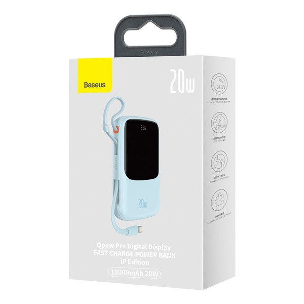 Baseus Qpow Pro | Power Bank 10000mAh PD 20W QC 3.0 z kablem Lightning (do iPhone)