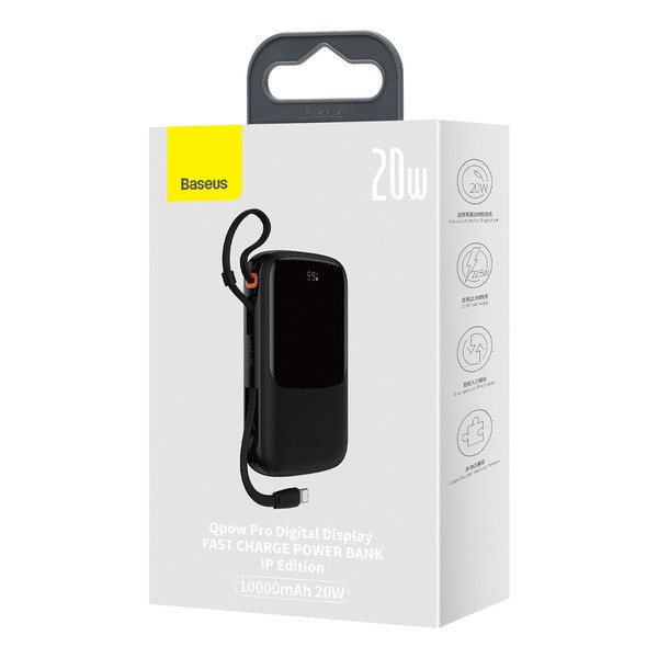 Baseus Qpow Pro | Power Bank 10000mAh PD 20W QC 3.0 z kablem Lightning (do iPhone) Overseas Edition