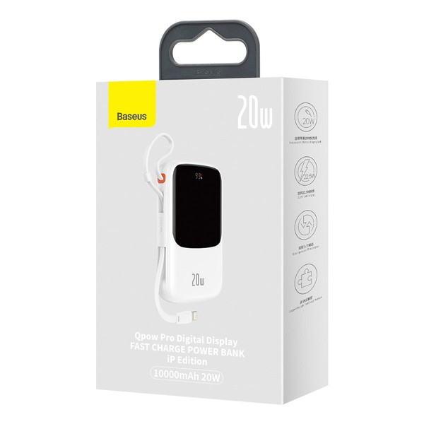 Baseus Qpow Pro | Power Bank 10000mAh PD 20W QC 3.0 z kablem Lightning (do iPhone) Overseas Edition