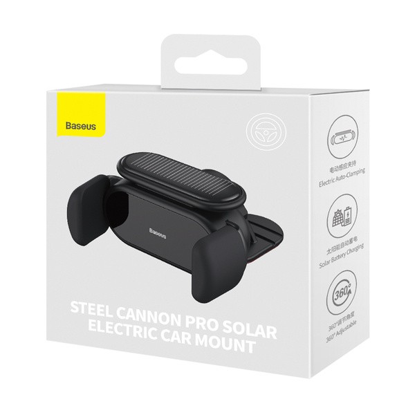 Baseus Steel Cannon Pro Solar Electric | Uchwyt samochodowy automatyczny do telefonu solarny