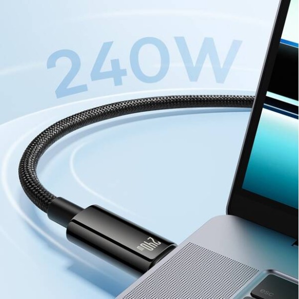 Baseus Tungsten Gold | Kabel Type-C USB-C 240W Power Delivery Samsung AFC Huawei SCP Quick Charge 1m