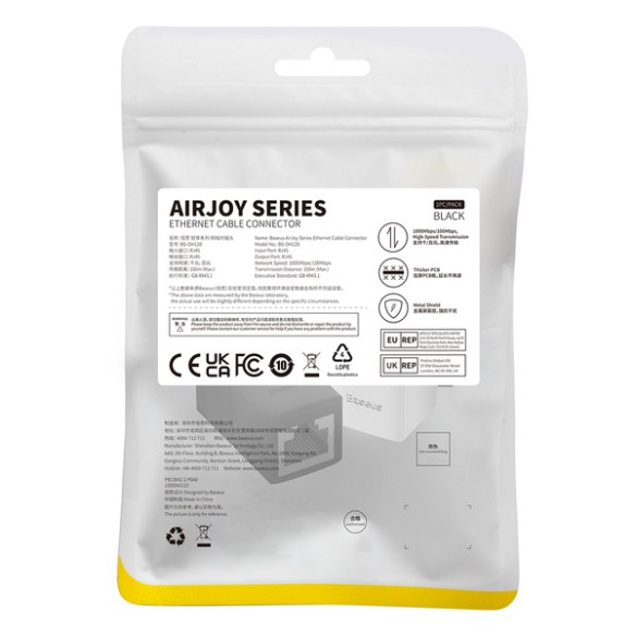 Baseus AirJoy | Łącznik kabli przedłużacz beczka LAN RJ45 1szt