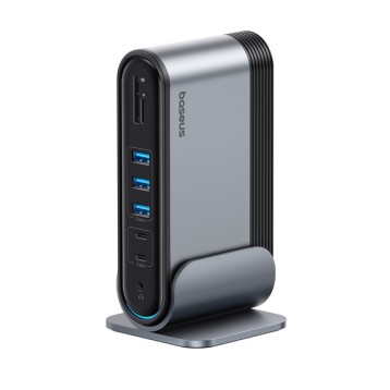 Baseus UnionJoy | Adapter HUB Type-C 17w1 2x HDMI DP 3x USB3.0 RJ45 4xType-C SD/TF AUX 100W