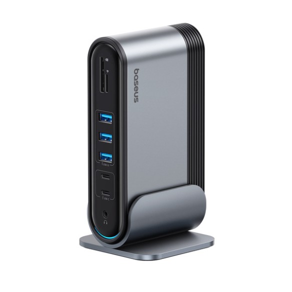 Baseus UnionJoy | Adapter HUB Type-C 17w1 2x HDMI DP 3x USB3.0 RJ45 4xType-C SD/TF AUX 100W