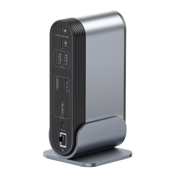 Baseus UnionJoy | Adapter HUB Type-C 17w1 2x HDMI DP 3x USB3.0 RJ45 4xType-C SD/TF AUX 100W