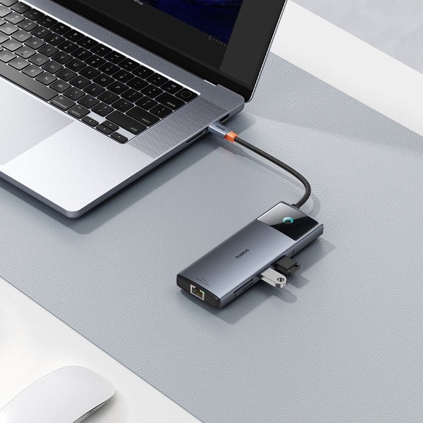 Baseus Metal Gleam II 10w1 | Adapter HUB 10w1 USB-C do HDMI, RJ45, Audio, Typ-C Data, USB3.2, 2x USB2.0, SD/TF, Typ-C 100W