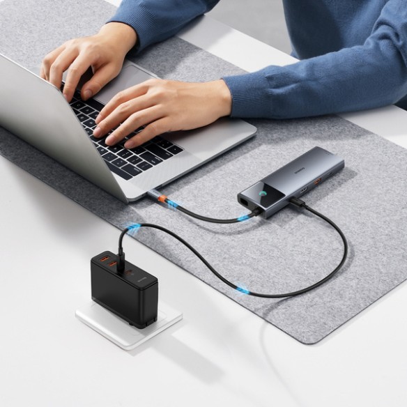 Baseus Metal Gleam II 10w1 | Adapter HUB 10w1 USB-C do HDMI, RJ45, Audio, Typ-C Data, USB3.2, 2x USB2.0, SD/TF, Typ-C 100W