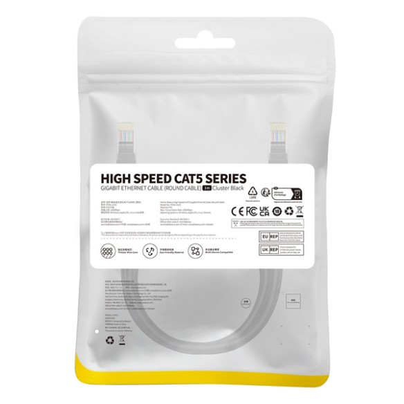 Baseus High Speed CAT5 | Kabel przewód sieciowy internetowy LAN Ethernet CAT5 RJ45 1m