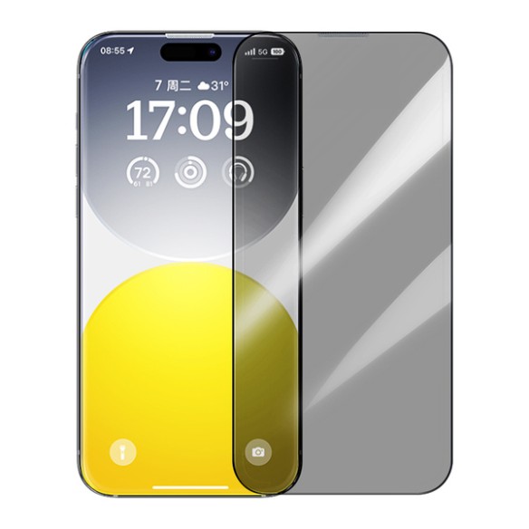 Baseus Sapphire P60057505203-02 | Szkło hartowane prywatyzujące ochronne pełne 9H do Apple iPhone 15 Plus + aplikator