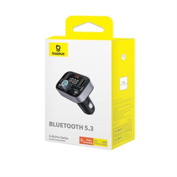 Baseus S-09 Pro | Transmiter FM bluetooth MP3 ładowarka samochodowa 2x USB + USB-C PD 18W