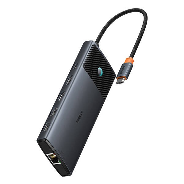 Baseus Metal Gleam II 10w1 | Adapter HUB 10w1 USB-C do 2x HDMI, RJ45, USB-C3.2, USB-A3.2, 2x USB-A2.0, SD/TF, Typ-C 100W