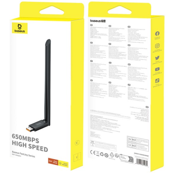 Baseus FastJoy WiFi | Karta sieciowa adapter WiFi USB do komputera laptopa zewnętrzna 5G / 2.4G 650Mbps