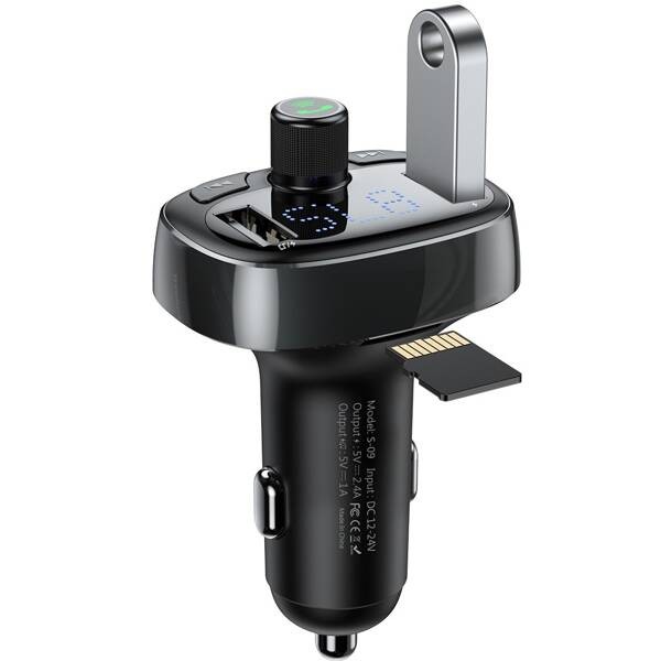 Baseus T typed | Transmiter FM bluetooth 4.2 MP3 + ładowarka samochodowa 2x USB 3.4A