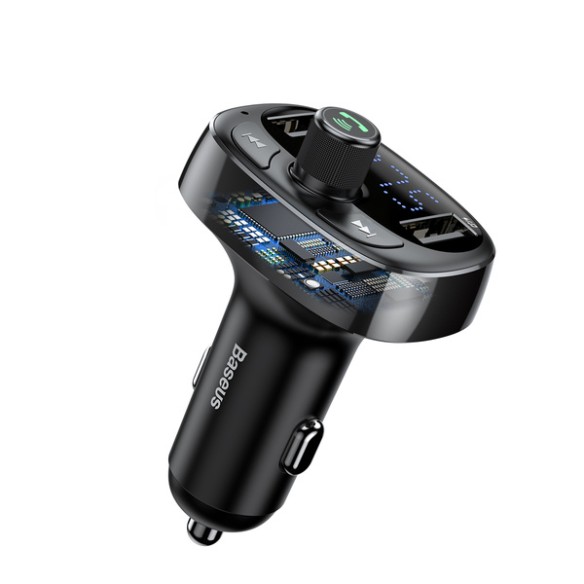Baseus T typed | Transmiter FM bluetooth 4.2 MP3 + ładowarka samochodowa 2x USB 3.4A