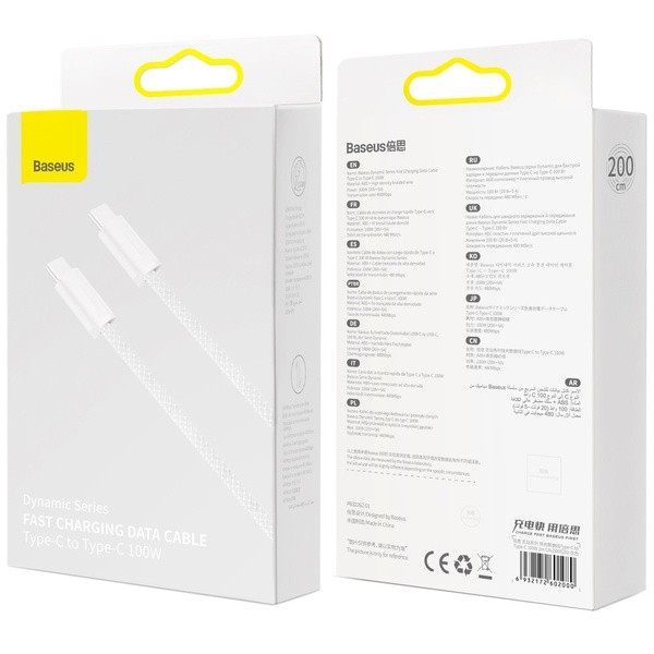 Baseus Dynamic Series | Kabel USB-C Type-C 100W Power Delivery Quick Charge 2m