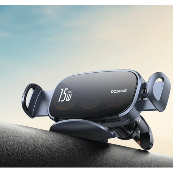 Baseus LightChaser Series Triple-Coil Wireless Charging Electric Car Mount Cluster Black