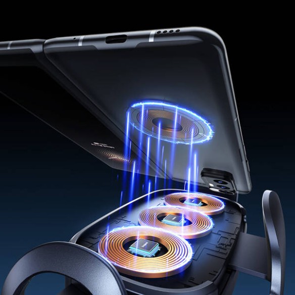 Baseus LightChaser Series Triple-Coil Wireless Charging Electric Car Mount Cluster Black