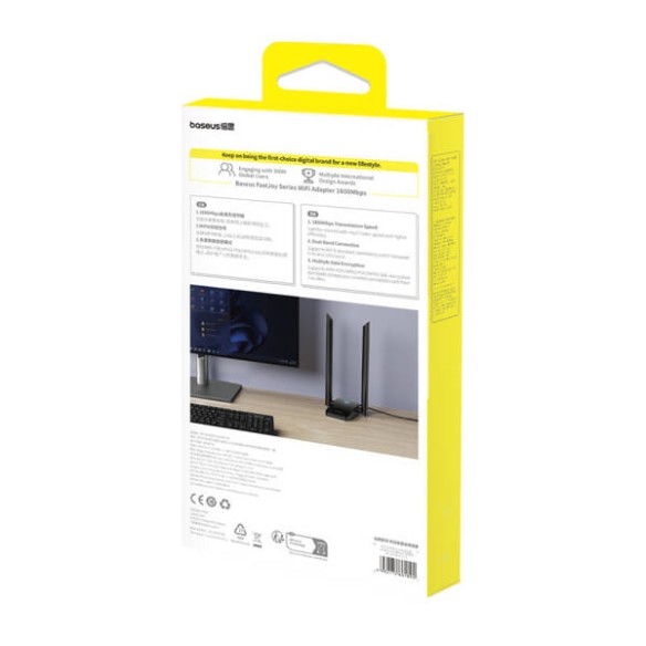 Baseus FastJoy | Karta sieciowa zewnętrzna, Adapter WIFI USB 1300Mbps,  Dualband 2.4GHz, 5Ghz WPA3