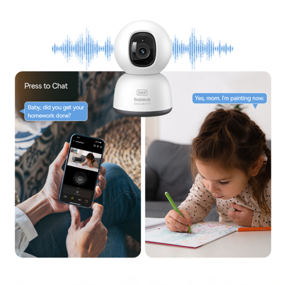 Baseus Security P1 Lite | Kamera IP WiFi Wewnętrzna, kamerka, monitoring, 2K, Aplikacja