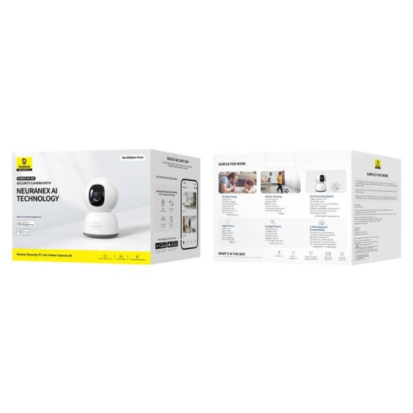 Baseus Security P1 Lite | Kamera IP WiFi Wewnętrzna, kamerka, monitoring, 2K, Aplikacja