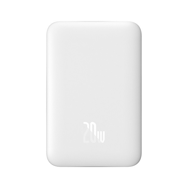 Baseus Magnetic Mini Wireless Fast Charge Power Bank 10000mAh 20W White（With Baseus Simple wiring Type-C to Type-C 60W（20V/3A）30