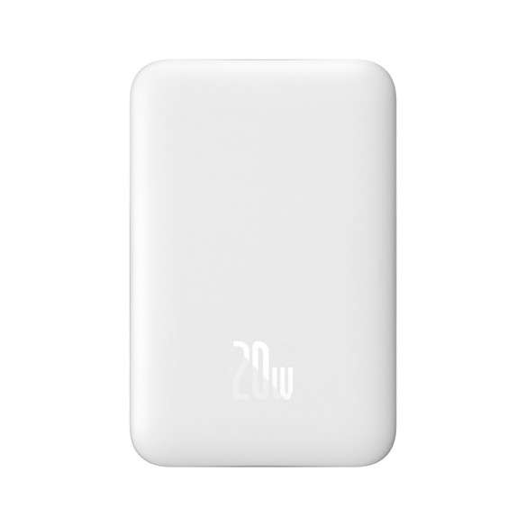 Baseus Magnetic Mini Wireless Fast Charge Power Bank 10000mAh 20W White（With Baseus Simple wiring Type-C to Type-C 60W（20V/3A）30