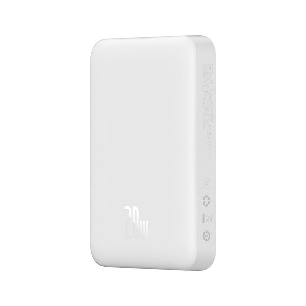 Baseus Magnetic Mini Wireless Fast Charge Power Bank 10000mAh 20W White（With Baseus Simple wiring Type-C to Type-C 60W（20V/3A）30