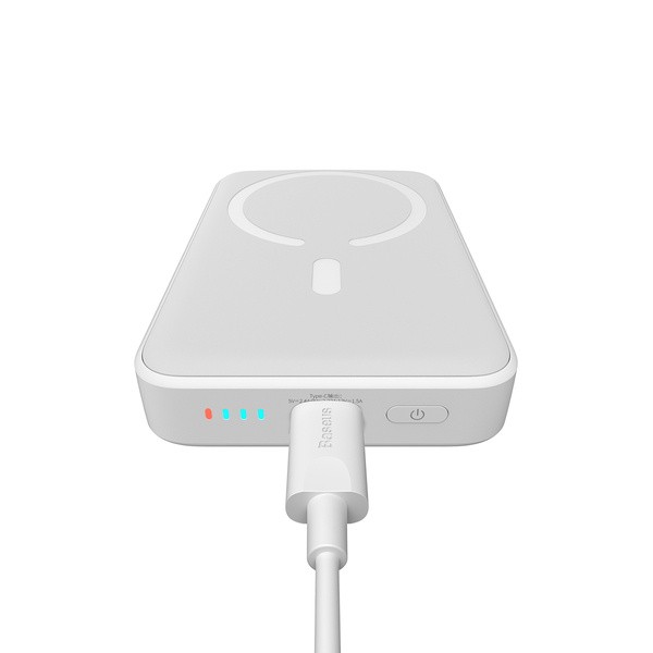Baseus Magnetic Mini Wireless Fast Charge Power Bank 10000mAh 20W White（With Baseus Simple wiring Type-C to Type-C 60W（20V/3A）30