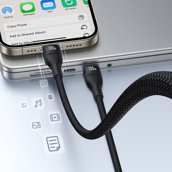 Baseus Flash Series 3 One-for-three Fast Charging Cable Type-C to C+C+L 100W 1.5m Cluster Black