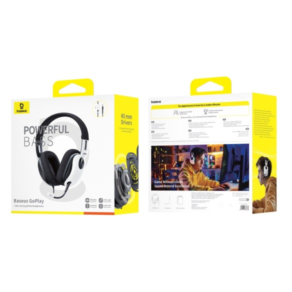 Baseus GoPlay 1 Max | Słuchawki przewodowe nauszne gamingowe Mini Jack 3.5mm 