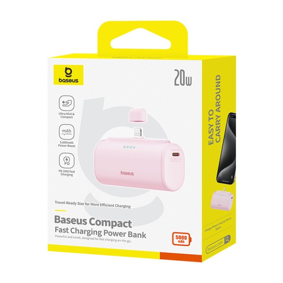 Baseus Compact | Mały Power Bank 5000mAh z szybkim ładowaniem 20W PD USB-C Lightning