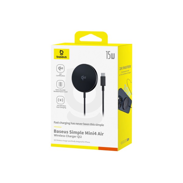 Baseus Simple Mini4 Air Magnetic Wireless Charger Qi2 15W Cluster Black
