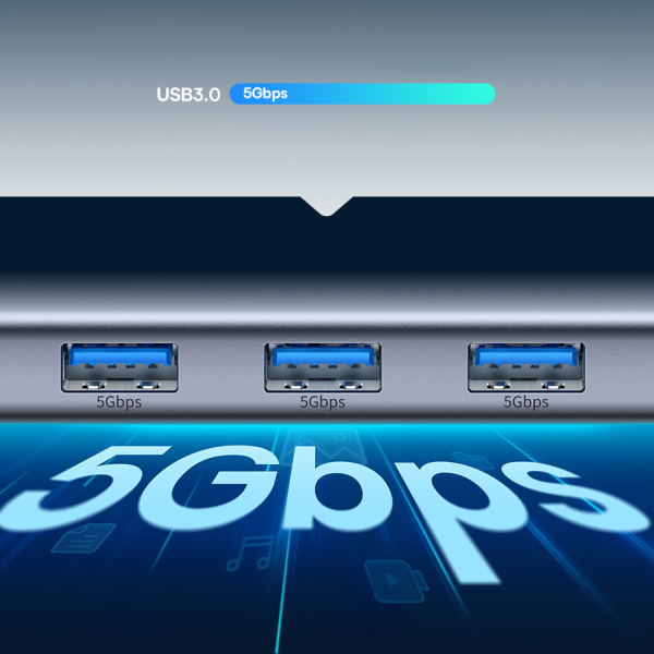 Baseus Metal Gleam Series 7-Port | HUB Adapter Przejściówka 7w1 USB-C do HDMI, 3x USB3.0, SD, TF, PD 100W