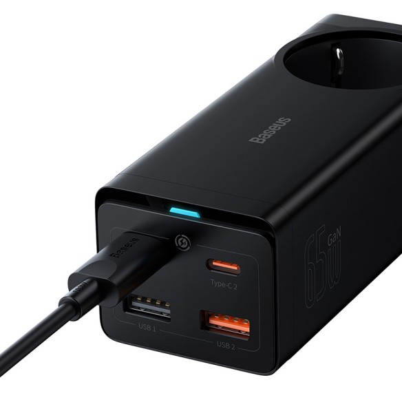 Baseus GaN3 Pro | Listwa zasilająca, ładowarka sieciowa 5 portów 65W USB-C USB-A AC