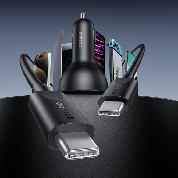 Baseus Multi-Port Fast Charge Ładowarka Samochodowa C+C+U 152.5W Set Cluster Black