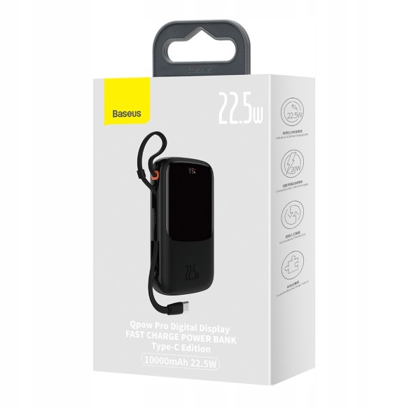 Baseus Qpow Pro Szybki Power Bank 10000mAh 22.5W  Type-C Edition Black