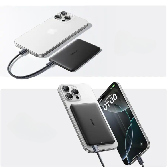 Baseus PicoGo AM41 Ultracienki Magnetyczny Power Bank 5000mAh 20W Cosmic Black