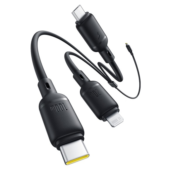 OS-Baseus Silky One-for-Three Kabel 3w1 USB-C to M+L+C 100W 1.5m Cosmic Black