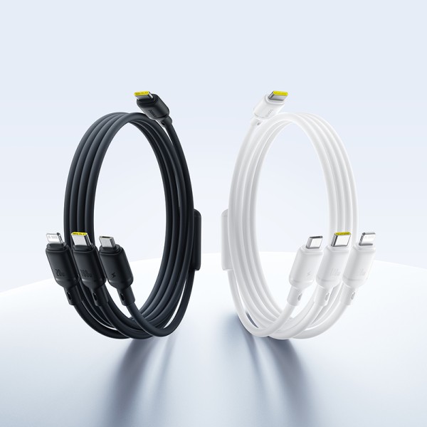 OS-Baseus Silky One-for-Three Kabel 3w1 USB-C to M+L+C 100W 1.5m Cosmic Black