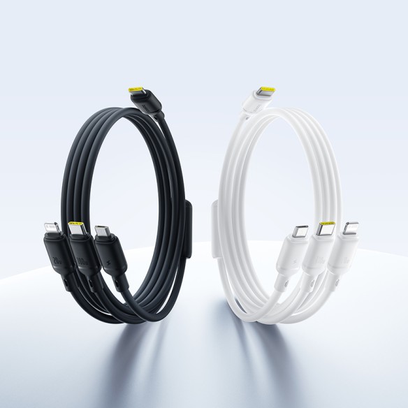 OS-Baseus Silky One-for-Three Kabel 3w1 USB-C to M+L+C 100W 1.5m Cosmic Black