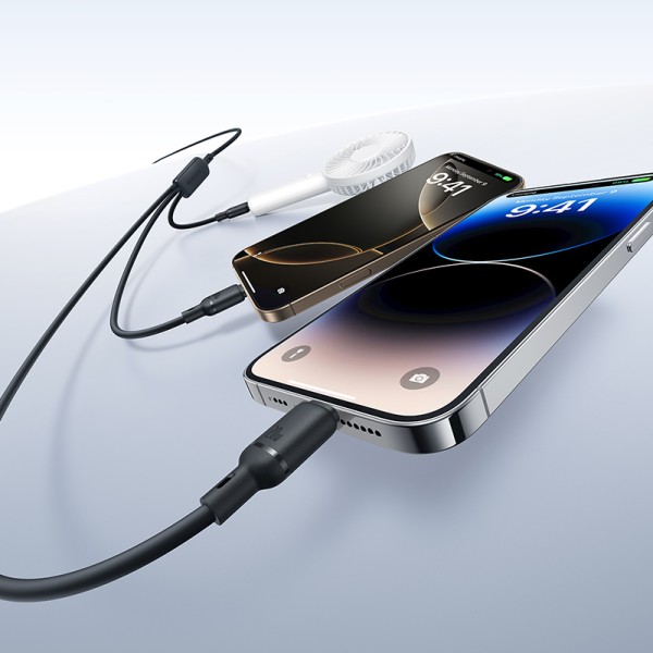 OS-Baseus Silky One-for-Three Kabel 3w1 USB-C to M+L+C 100W 1.5m Cosmic Black