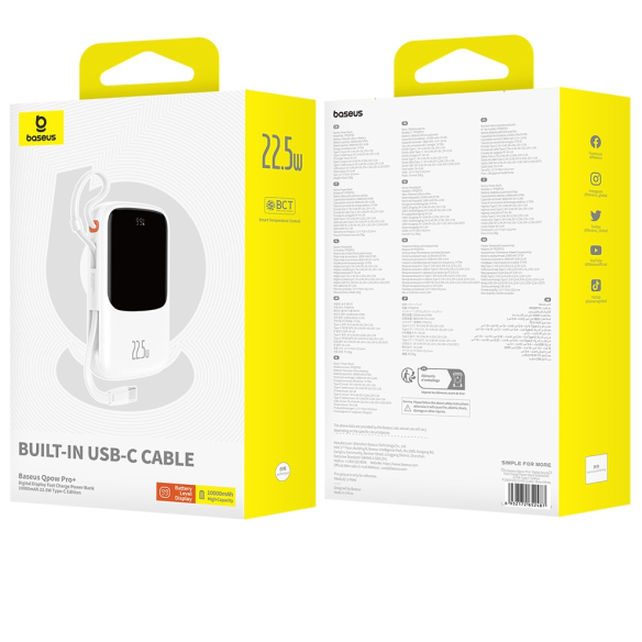 Baseus Qpow Pro+ Power Bank Z Szybkim Ładowaniem 10000mAh 22.5W Type-C