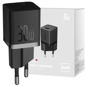 Baseus GaN5 Szybka Mini Ładowarka 1C 30W