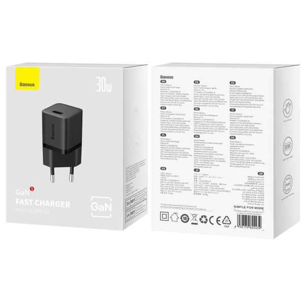 Baseus GaN5 Szybka Mini Ładowarka 1C 30W