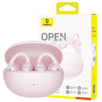 Baseus Bass BC1 Open-Ear True Słuchawi Bezprzewodowe (Clip-on Type) Baby Pink