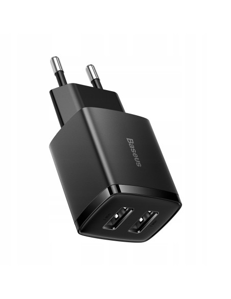 Baseus Compact | Ładowarka sieciowa zasilacz 2x USB-A 10.5W 2A