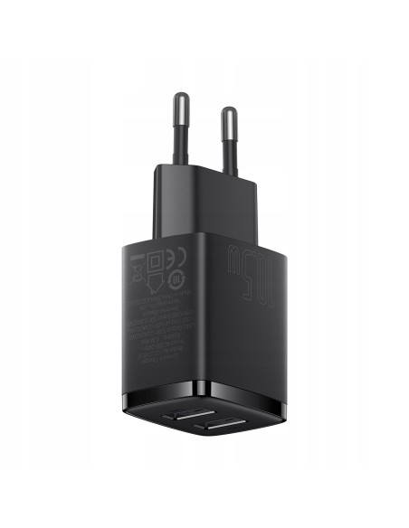 Baseus Compact | Ładowarka sieciowa zasilacz 2x USB-A 10.5W 2A